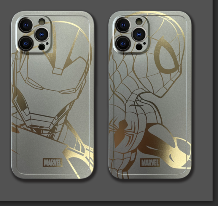 Bronzing Marvel Spider-Man Iron Man Phone Case