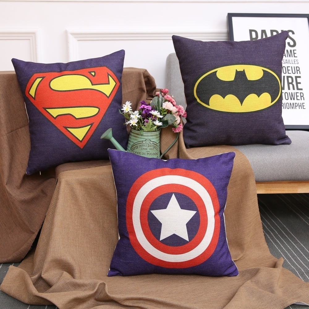 Superhero Pillow Cover Captain America Cafe Car Cushion