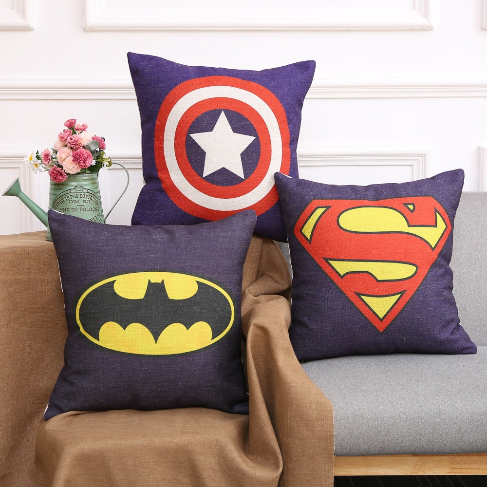 Superhero Pillow Cover Captain America Cafe Car Cushion