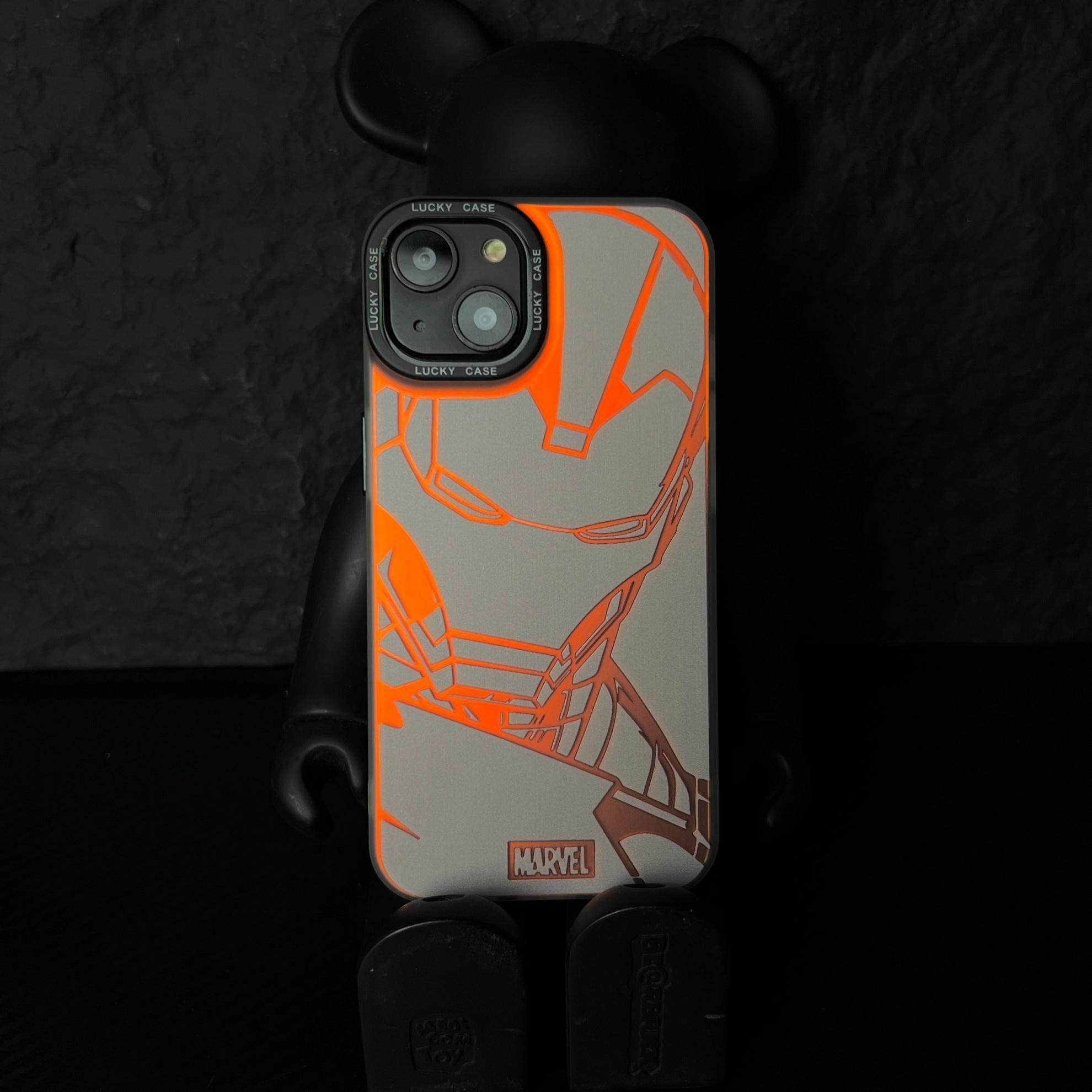 Bronzing Marvel Spider-Man Iron Man Phone Case