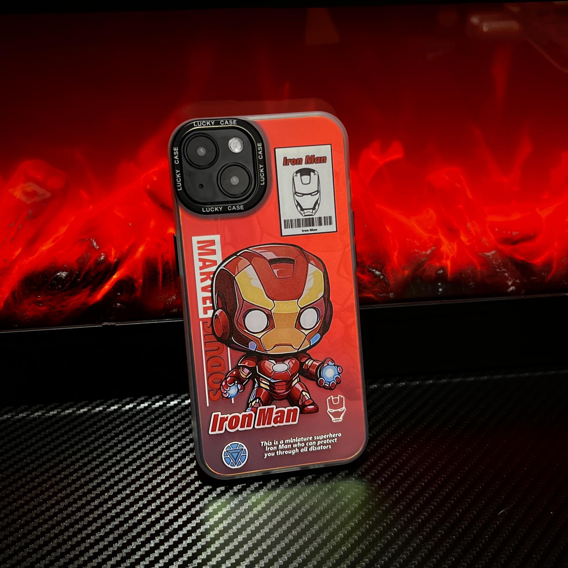 Bronzing Marvel Spider-Man Iron Man Phone Case