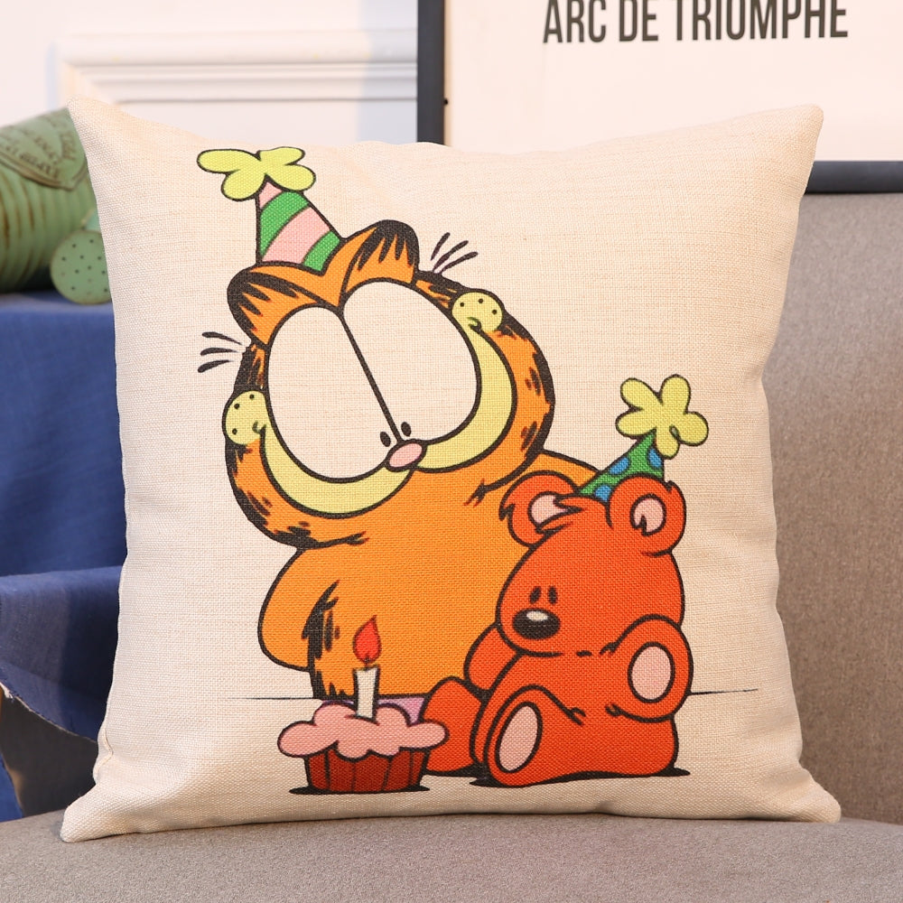 Cartoon Garfield cotton and linen pillowcase cafe car cushion