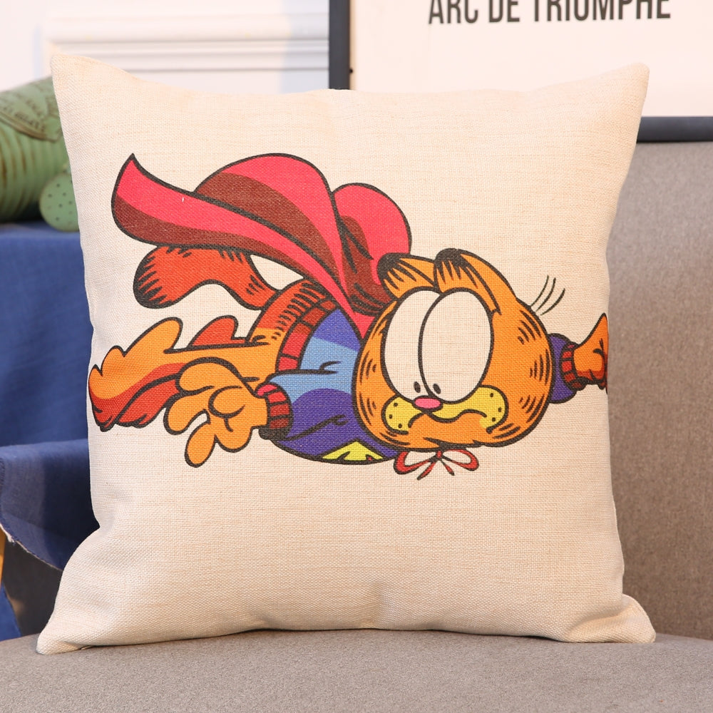 Cartoon Garfield cotton and linen pillowcase cafe car cushion