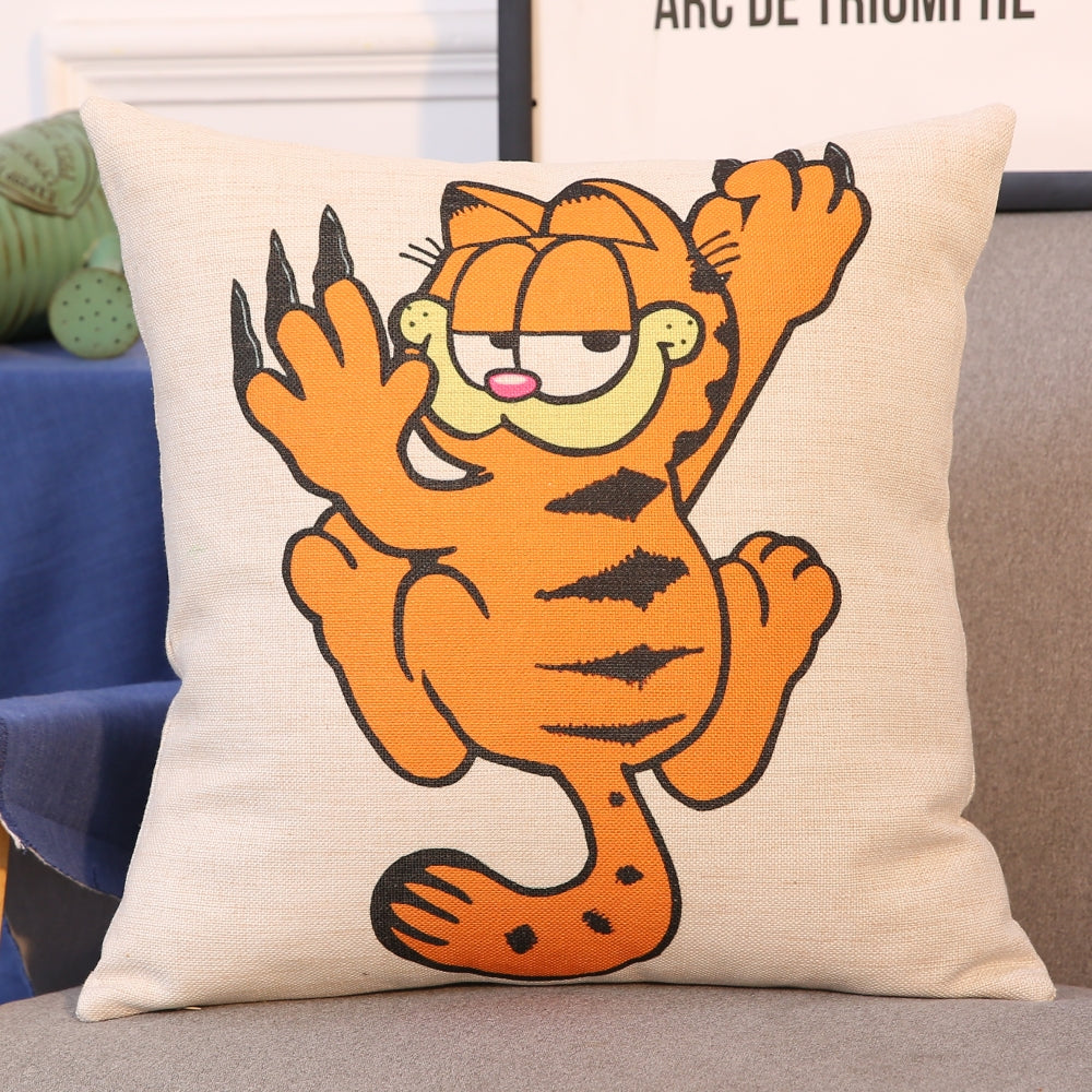 Cartoon Garfield cotton and linen pillowcase cafe car cushion