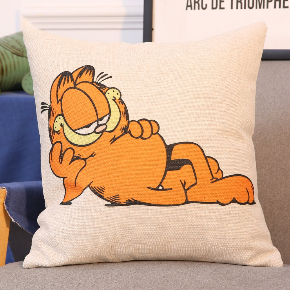 Cartoon Garfield cotton and linen pillowcase cafe car cushion