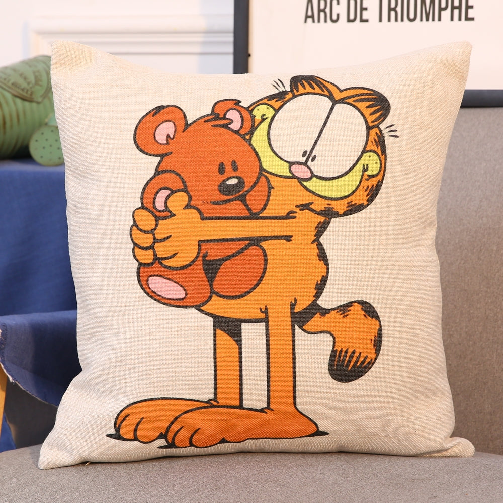 Cartoon Garfield cotton and linen pillowcase cafe car cushion